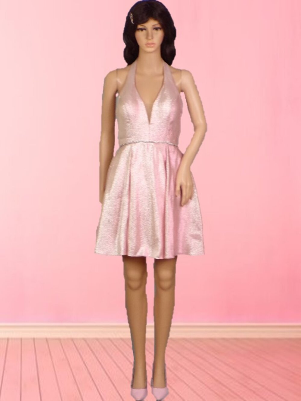 HEARTLEY ELIZABETH COUTURE size 4 pink/silver-metallic color-shift party dress